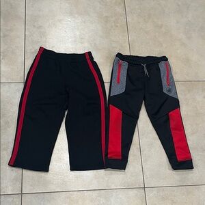 Lot of 2 boys track pants joggers with fleece lining, black red, size 4T
